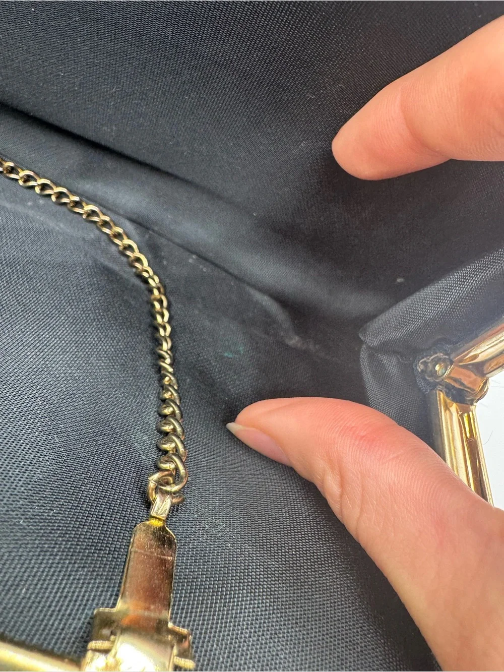 Vintage Black Sparkling Clutch Bag With Brass Trim